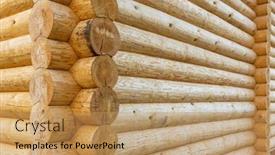  Presentation with corner - Beautiful slides featuring corner-of-wooden-house-made backdrop and a coral colored foreground