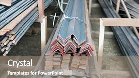  Presentation with steel products - Audience pleasing PPT theme consisting of corner sale of rolled metal backdrop and a gray colored foreground