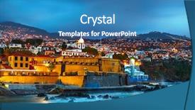  Presentation with castle - Cool new PPT theme with corner stone - view of old castle fortaleza backdrop and a teal colored foreground