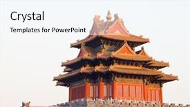  Presentation with forbidden city - Beautiful theme featuring corner turret in forbidden city backdrop and a sky blue colored foreground