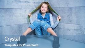  Presentation with corner - Beautiful slide deck featuring corners - full length portrait backdrop and a teal colored foreground