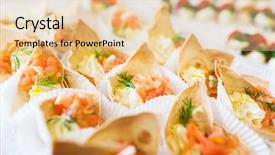  Presentation with food fish - PPT theme having cornet with salmon fish filling background and a  colored foreground