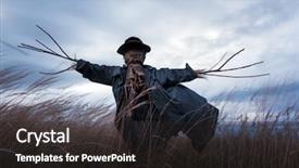  Presentation with scary halloween - Colorful slide set enhanced with cornfield in cloudy weather backdrop and a dark gray colored foreground