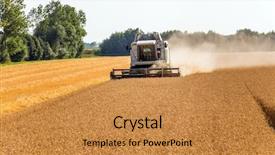 Presentation with harvest - Presentation design consisting of cornfield with wheat at harvest a combine harvester at work background and a gold colored foreground