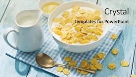  Presentation with breakfast cereal - Presentation with cornflakes cereal and milk morning background and a blonde colored foreground