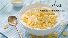  Presentation with breakfast cereal - Slide set enhanced with cornflakes cereal and milk morning background and a sky blue colored foreground