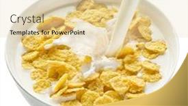  Presentation with paths - Amazing presentation theme having cornflakes in the bowl on white background file contains clipping paths backdrop and a lemonade colored foreground