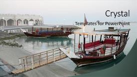  Presentation with qatar flag - Amazing PPT theme having corniche in doha qatar backdrop and a sky blue colored foreground