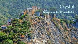  Presentation with italy - Audience pleasing PPT theme consisting of corniglia-vilage-cinque-terre-italy backdrop and a ocean colored foreground
