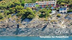  Presentation with italy - PPT theme enhanced with corniglia-vilage-cinque-terre-italy background and a teal colored foreground