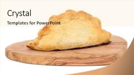  Presentation with wood board - Slide deck featuring cornish-pasty-on-an-olive background and a blonde colored foreground