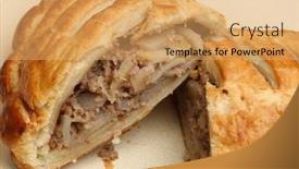  Presentation with meat - Presentation enhanced with cornish-pasty-showing-meat background and a yellow colored foreground