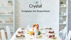  Presentation with dining table - Cool new presentation theme with cornucopia - festive table served for guests backdrop and a light gray colored foreground