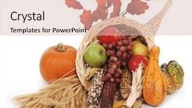  Presentation with pear - Theme featuring cornucopia - horn of plenty with autumn background and a lemonade colored foreground