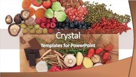  Presentation with kids health food - Slide set enhanced with cornucopia - super food health food selection background and a tawny brown colored foreground