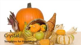  Presentation with timber harvest thanksgiving - Colorful theme enhanced with cornucopia with fall harvest items backdrop and a  colored foreground