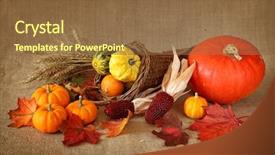  Presentation with brown and purple - Cool new presentation theme with cornucopia with pumpkins on brown backdrop and a tawny brown colored foreground