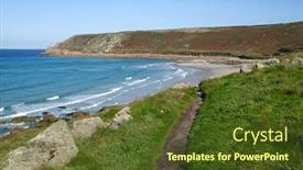  Presentation with coast - PPT layouts featuring cornwall coast path to gwynver background and a tawny brown colored foreground