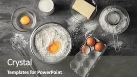  Presentation with cake - Beautiful presentation theme featuring corolla - ingredients for making cake backdrop and a gray colored foreground