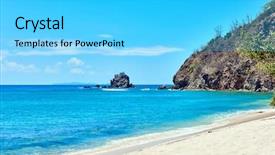  Presentation with white sand - Presentation with coron white sand beach palawan background and a cyan colored foreground