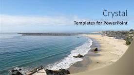  Presentation with corona - Slide set having corona-del-mar-state-beach background and a light blue colored foreground
