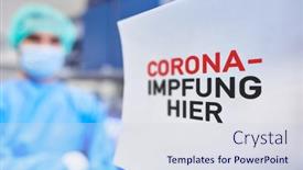  Presentation with corona - Audience pleasing slide set consisting of corona-vaccination-here backdrop and a sky blue colored foreground