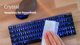  Presentation with corona virus - Amazing PPT theme having corona-virus-cleaning-and-disinfection backdrop and a coral colored foreground