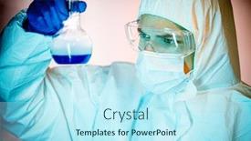  Presentation with corona virus - Beautiful PPT theme featuring corona-virus-concept-male-scientist backdrop and a cool aqua colored foreground