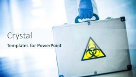  Presentation with biohazard - Cool new PPT layouts with corona-virus-concept-male-scientist backdrop and a sky blue colored foreground