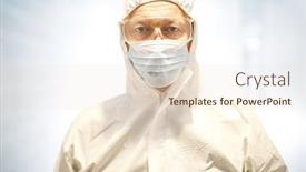  Presentation with latex gloves - Colorful PPT theme enhanced with corona-virus-concept-male-scientist backdrop and a lemonade colored foreground