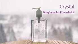  Presentation with corona virus - Cool new theme with corona-virus-hand-sanitiser-bottle backdrop and a sky blue colored foreground