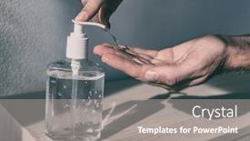  Presentation with hand sanitizer - Colorful PPT layouts enhanced with corona-virus-hand-sanitizer-bottle backdrop and a gray colored foreground