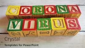  Presentation with corona - PPT layouts with corona-virus-in-wooden-block background and a coral colored foreground