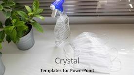  Presentation with surgical masks - Amazing presentation theme having corona-virus-prevetion-medical-surgical backdrop and a light gray colored foreground