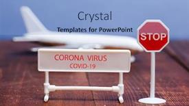  Presentation with corona virus - Colorful slides enhanced with corona-virus-sign-on-foreground backdrop and a light blue colored foreground