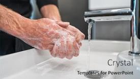  Presentation with germs - Cool new slides with corona-virus-travel-prevention-man backdrop and a light gray colored foreground