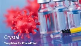  Presentation with cure - PPT theme featuring corona-virus-vaccination-healthcare-cure background and a violet colored foreground