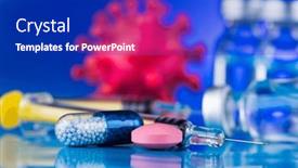  Presentation with cure - Presentation theme having corona-virus-vaccination-healthcare-cure background and a royal blue colored foreground