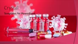  Presentation with corona virus - PPT theme with corona-virus-vaccination-healthcare-cure background and a red colored foreground