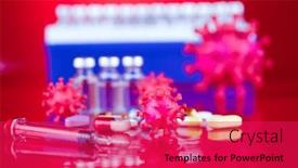  Presentation with cure - Presentation theme with corona-virus-vaccination-healthcare-cure background and a red colored foreground