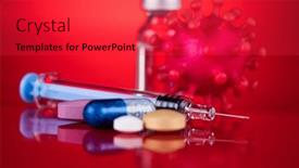  Presentation with cure - Slides with corona-virus-vaccination-healthcare-cure background and a red colored foreground