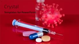  Presentation with corona - Slide deck enhanced with corona-virus-vaccination-healthcare-cure background and a crimson colored foreground