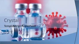  Presentation with cure - PPT theme having corona-virus-vaccination-healthcare-cure background and a light blue colored foreground