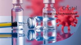  Presentation with cure - Theme featuring corona-virus-vaccination-healthcare-cure background and a coral colored foreground
