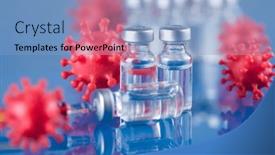  Presentation with cure - Presentation theme having corona-virus-vaccination-healthcare-cure background and a light blue colored foreground