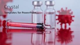  Presentation with cure - PPT theme featuring corona-virus-vaccination-healthcare-cure background and a light blue colored foreground