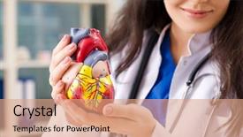  Presentation with cardiologist - Beautiful theme featuring coronary - female doctor cardiologist working backdrop and a coral colored foreground