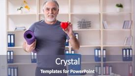  Presentation with old man - Audience pleasing slide set consisting of coronary - white bearded old man employee backdrop and a gray colored foreground