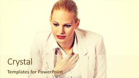  Presentation with circulation - Beautiful presentation theme featuring coronary circulation - young business woman having heart backdrop and a cream colored foreground