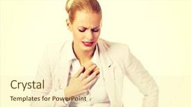  Presentation with heart circulation - Presentation theme having coronary circulation - young business woman having heart background and a cream colored foreground
